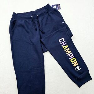Champion Powerblend Joggers Womens Large Navy Blue Fleece Pants GF937 Sporty NEW